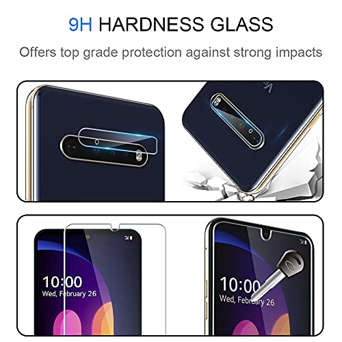 Hatoshi 3 Pack Glass Screen Protector For Lg V60 Thinq 5G With 3 Pack Camera Lens Protector, [Hd Tempered Glass Film], Easy Installation Bubble Free, Case Friendly 9H Protective Glass For Lg V60 Thinq #TOP3