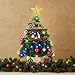 Sotiff Small Christmas Tree with Lights- 22 Inch Mini Tabletop Christmas Tree with LED Lights, Nativity Mini Xmas Decor with Star Treetop and Hanging Ornament, Holiday Indoor DIY Xmas Decoration