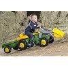 rolly toys John Deere Pedal Tractor with Working Front Loader and Detachable Trailer, Youth Ages 3+