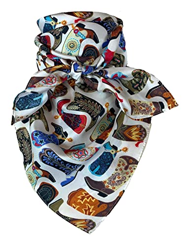 Austin Accent Cowboy Bandana 100% Silk Scarf Wild Rag 34 Inch Multiple Colors