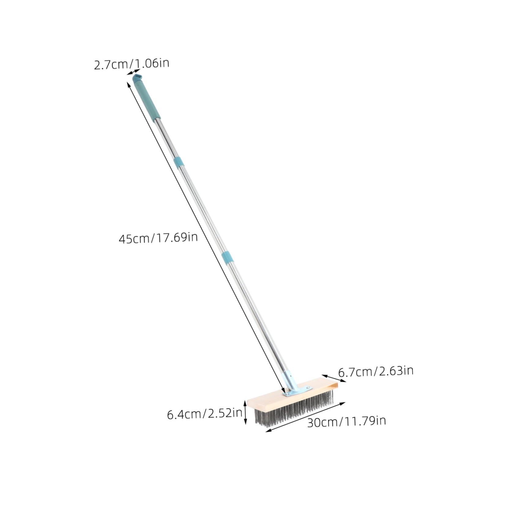 HOLIDYOYO 138cm Long Handle Stainless Steel Wire Brush Heavy Duty Floor Brush for Deck Cleaning Concrete Scrubber Broom with Stiff Bristles