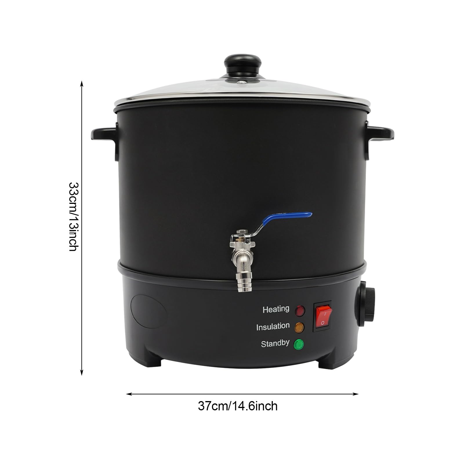 Lumivew Scaldacera da 1000 W, in acciaio inox, per la produzione di candele, con rubinetto in rame, intervallo di temperatura 50-100 °C, adatto per cera di soia, cera d'api, cera di paraffina (10 l)