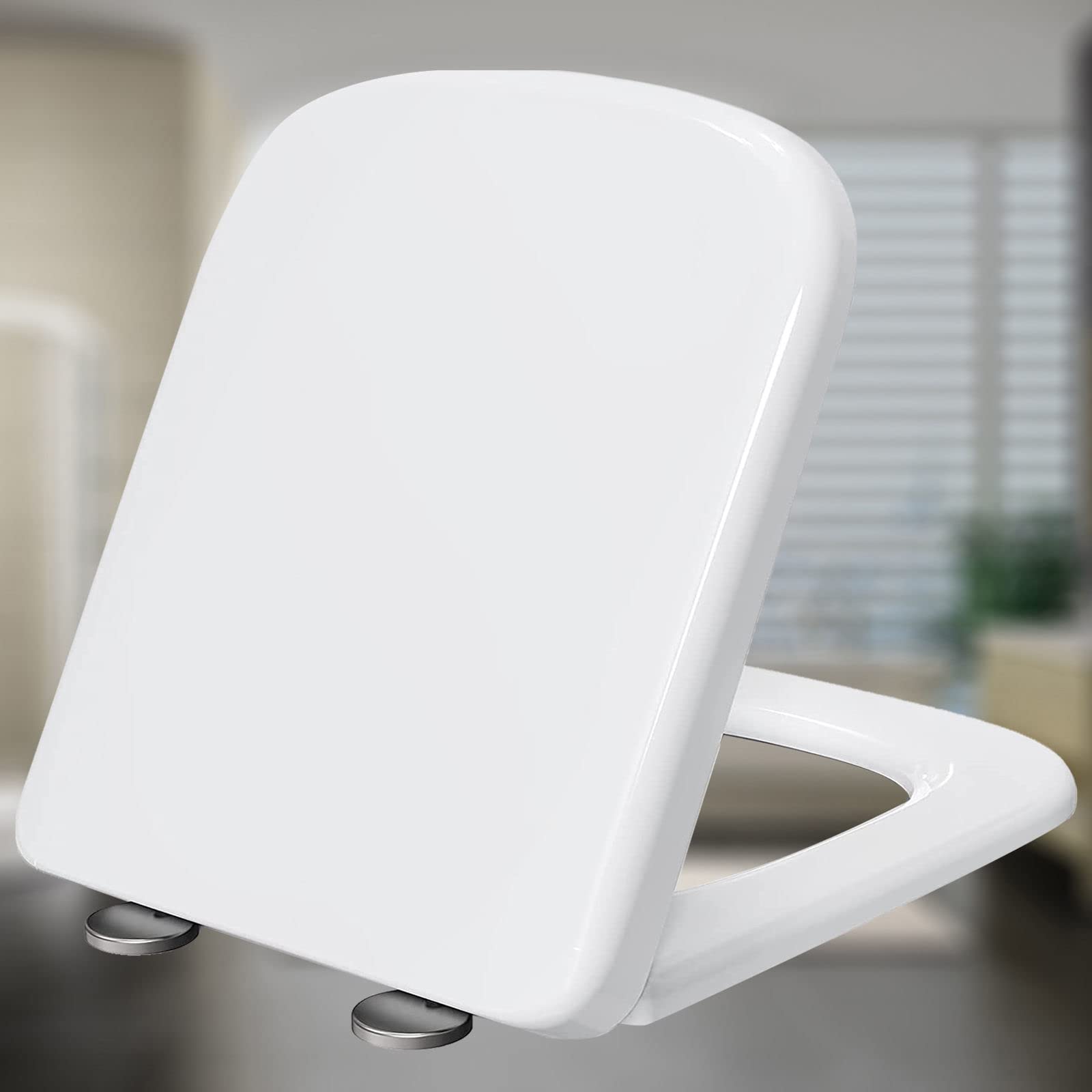 Couvercle de toilette à dégagement rapide et abattant carré blanc soft close