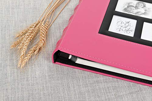 Lanpn Photo Album Self Adhesive, Sticky Picture Albums with Magnetic Pages Holds 3x5, 4x6, 5x7, 6x8, 8x10 Photos for Wedding/Anniversary/Birthday (30 Sheets / 60 Pages, Pink)