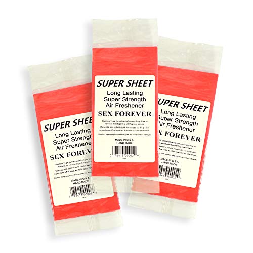 Image of Super Sheet Small (7.5 inchx3.75 inch) Under Seat Car Air Freshener, 3-PACK (Sex Forever)