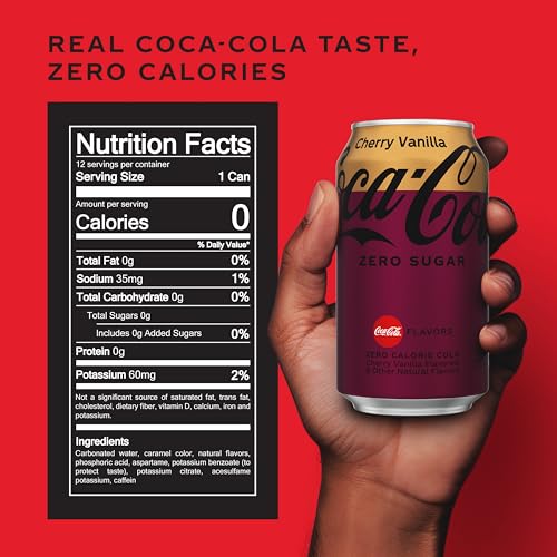 Image of Coca-Cola Zero Sugar Cherry Vanilla, 12 Fl Oz Cans, 12 Pack
