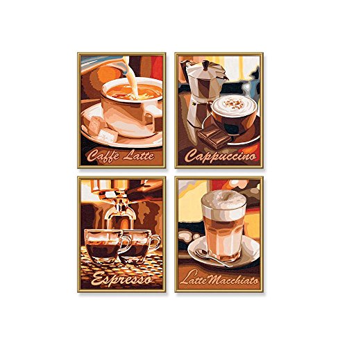 Schipper 609340553 Malen nach Zahlen, Kaffeepause - Bilder malen für Erwachsene, inklusive Pinsel und Acrylfarben, Quattro je 18 x 24 cm