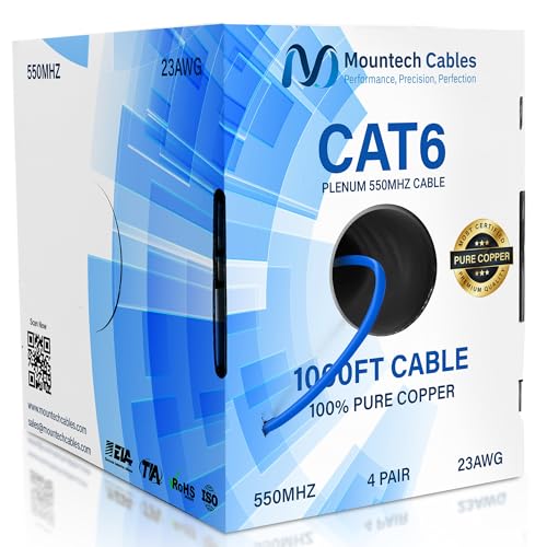 Cat6 Plenum Cable 1000ft - 23AWG Unsheath Copper (Blue)
