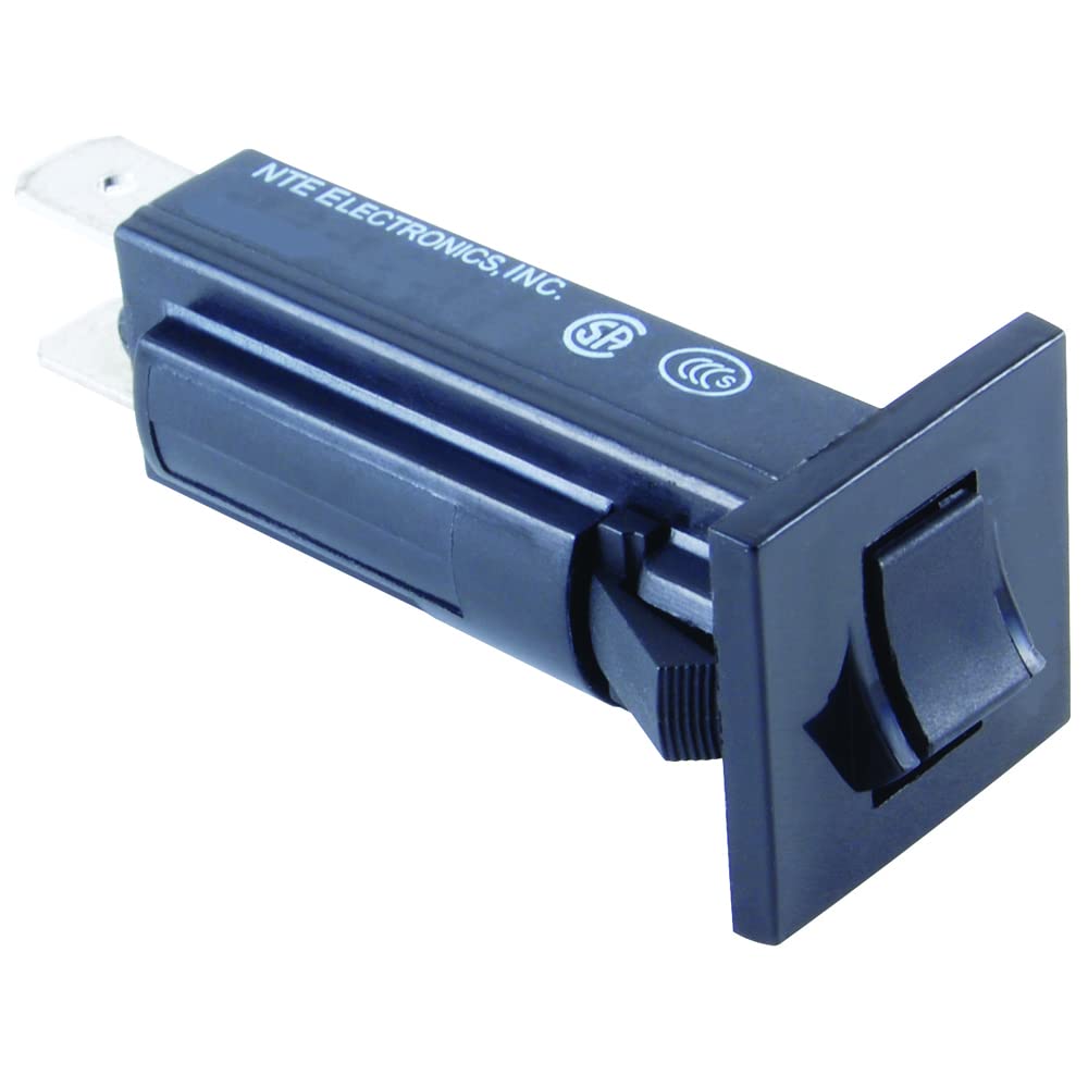 NTE Electronics R59-0.5A Thermal Circuit Breaker, Fuse Holder Type, 0.250 Quick Connect Terminal, 3.55 Ohms, 0.5 Amp