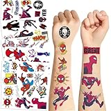 Spider-Man Sticker 10 Sheets Cartoon Characters Temporary Tattoos Stickers for Kids Hero Temporary Tattoos Stickers Cute Birthday Themed Party Supplies Decoration Favors Cartoon Sticker for Kids Teens