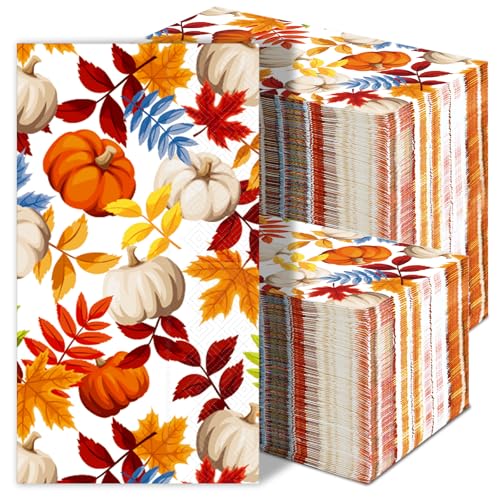 gisgfim 100Pcs Fall Thanksgiving Paper Napkins Autumn Guest Dispo...