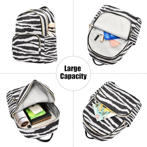 Image of ALAZA Animal Black White Zebra Print Pattern Medium Backpack Purse for Women Travel Bag Fashion Daypack Back Pack Shoulder Bag