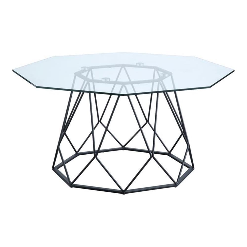 Furniture of America Growder Contemporary Glass Top Coffee Table in Sand Black