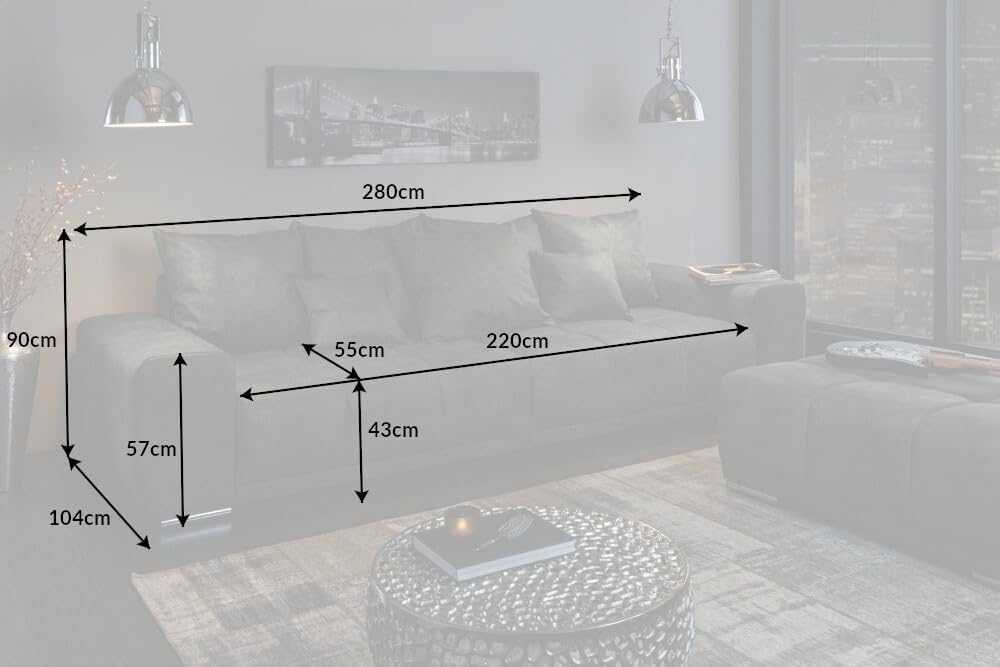 Riess Ambiente Extravagantes XXL Sofa ELEGANCIA 285cm grau inkl. Kissen Bigsofa Große Polstercouch Wohnlandschaft