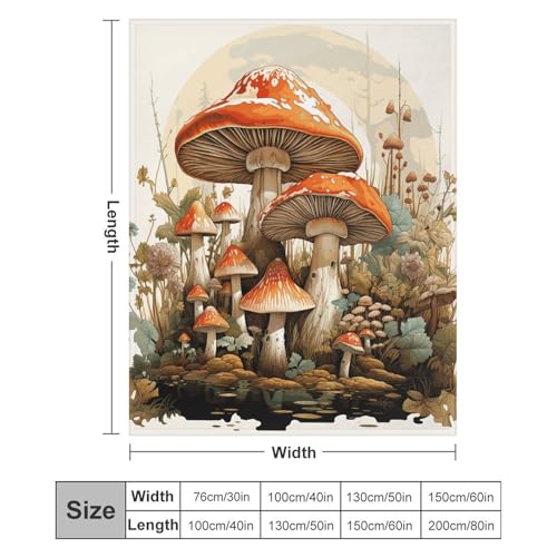 Couverture flanelle douce extra large avec imprimé champignon géant