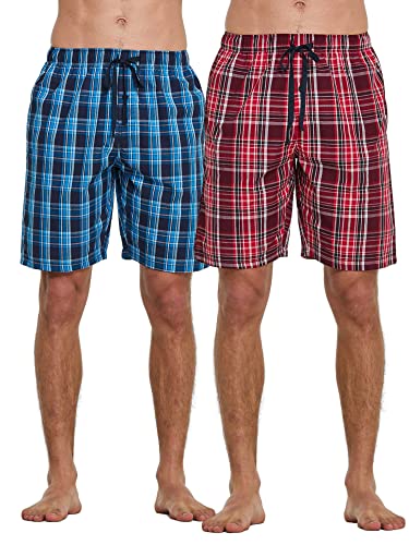 CYZ Men's 100% Cotton Plaid Poplin Woven Lounge/Sleep Shorts