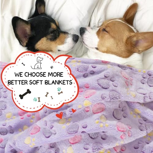 Image of Dog Blankets for Dogs, 3 Pack Large Blanket Medium Dog Cat Soft Fuzzy Blankets Washable,Comfort Flannel,Fuzzy Soft Blankets for Dogs,Pet Blanket,Reversible Cow Print,41 x 31 inch,Blue