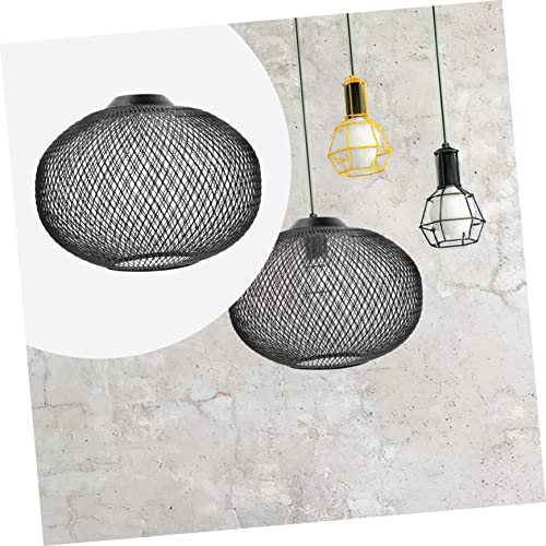 Housoutil Wrought Iron Lampshade Vintage Light Bulbs Rattan Pendant Braid Accessories Metal Bulb Guard Lamp Cage Lampshade Replacement Macrame Lamp Shade Pendant Light Bulb Cage Light Cover #TOP5