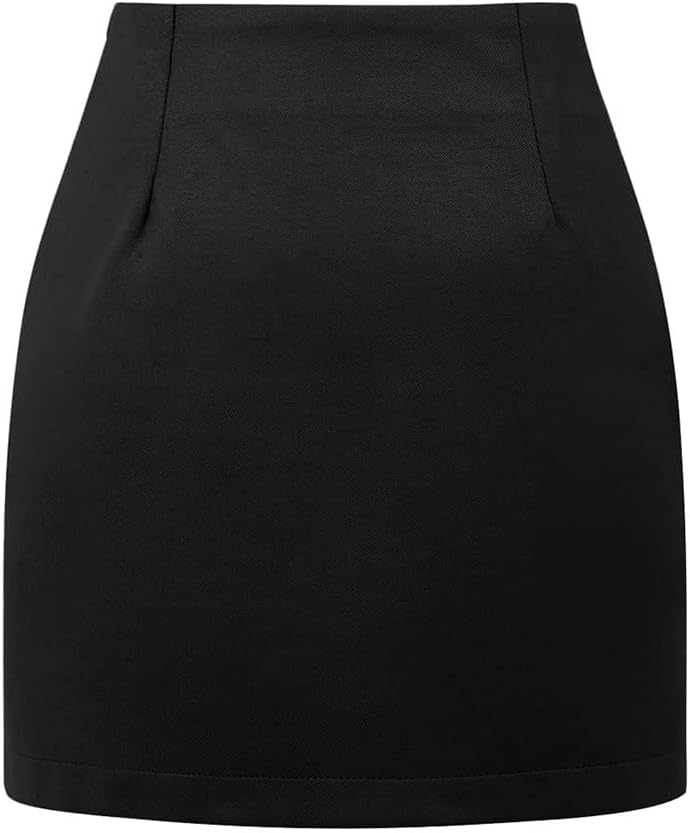 Kinghua Womens Wool Plaid Mini Skirt Fall Winter High Waisted Bodycon Pencil Skirt - Image 2