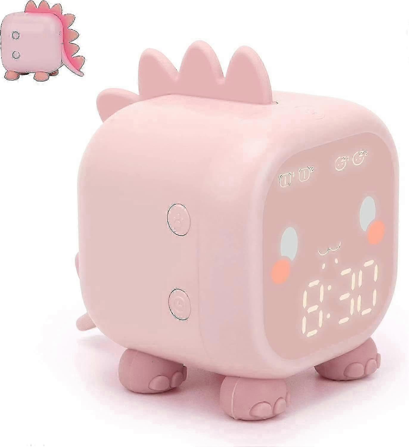 JOYHAPPST Kids Alarm Clock, Digital Alarm Clock For Kids Bedroom, Cute Dinosaur Alarm Clock Children's Sleep Trainer, Wake Up Light Night Light With Usb Alarm