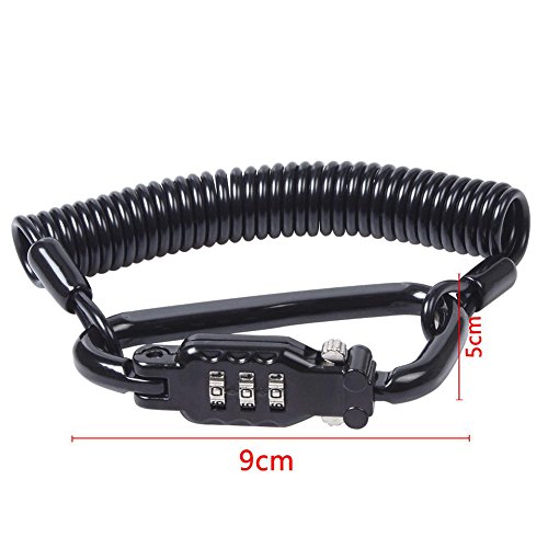 Image of Little World Motorcycle Helmet Lock & Cable, Heavy Duty Universal Combination Lock Cable Caribeaner Lock Motorcycle Security PIN Locking Chain for Bike Helmet, Jacket, Cabinets & Luggage (Pack of 2)