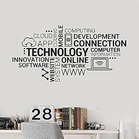 XIAOHUKK Tech Letter Vinyl Wall Sticker Company Internet Innovation Word Cloud Office Wall Sticker Modern Home Decor Cover