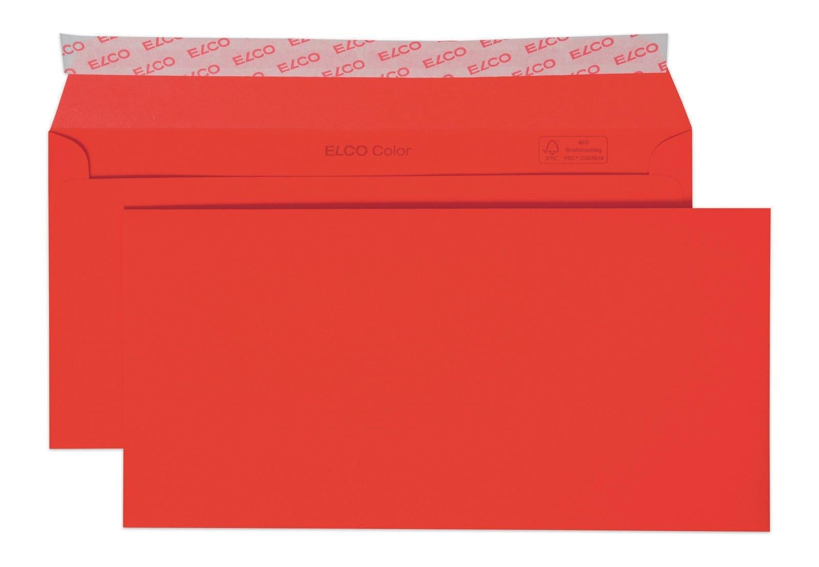 Elco 18833.92 Color Box mit Deckel und 250 Briefumschläge/Versandtasche, Haftklebeverschluss, C5/6 DL, 100g, intensiv-rot, Fenster: nein