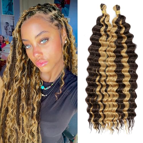 Eerya 18 Inch Deep Wave Curly Braiding Hair 2 Packs Boho Hair for Braiding