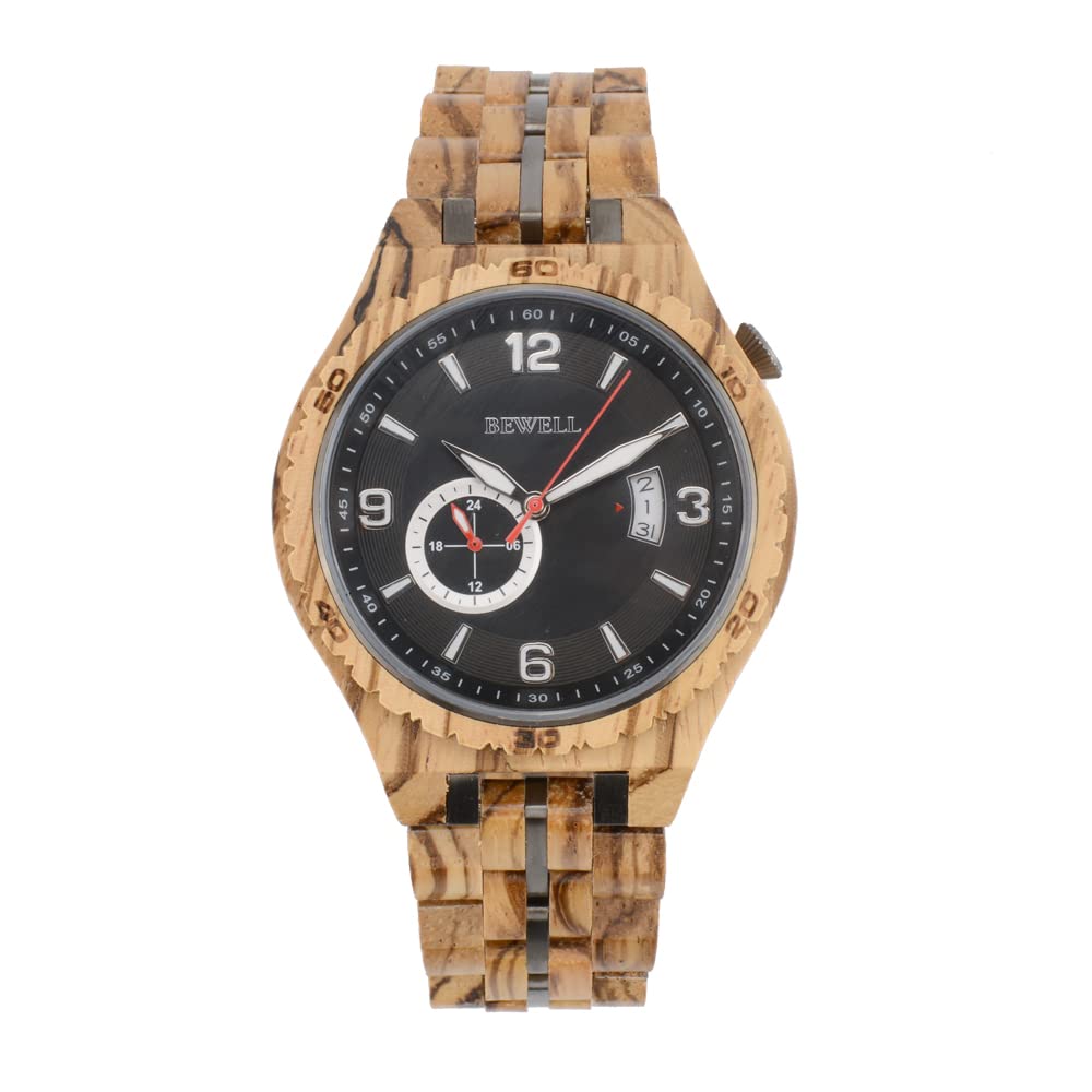 BEWELL Stainless Steel Wood Watch for Men, Equipped with Automatic Movement (B0BQMTWZM1) Amazon Price History, Amazon Price Tracker