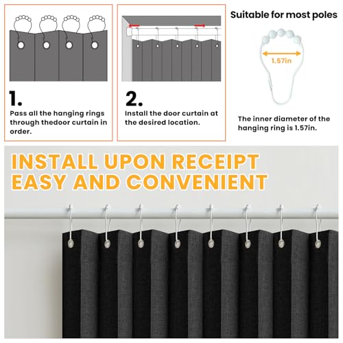 Image of AJAZZ Blackout Accordion Door Closet Curtain Door Curtain Invisible Applicable Bedroom Room Living Room Doorway (Black 72 inch W x 78 inch L) 1 Panel