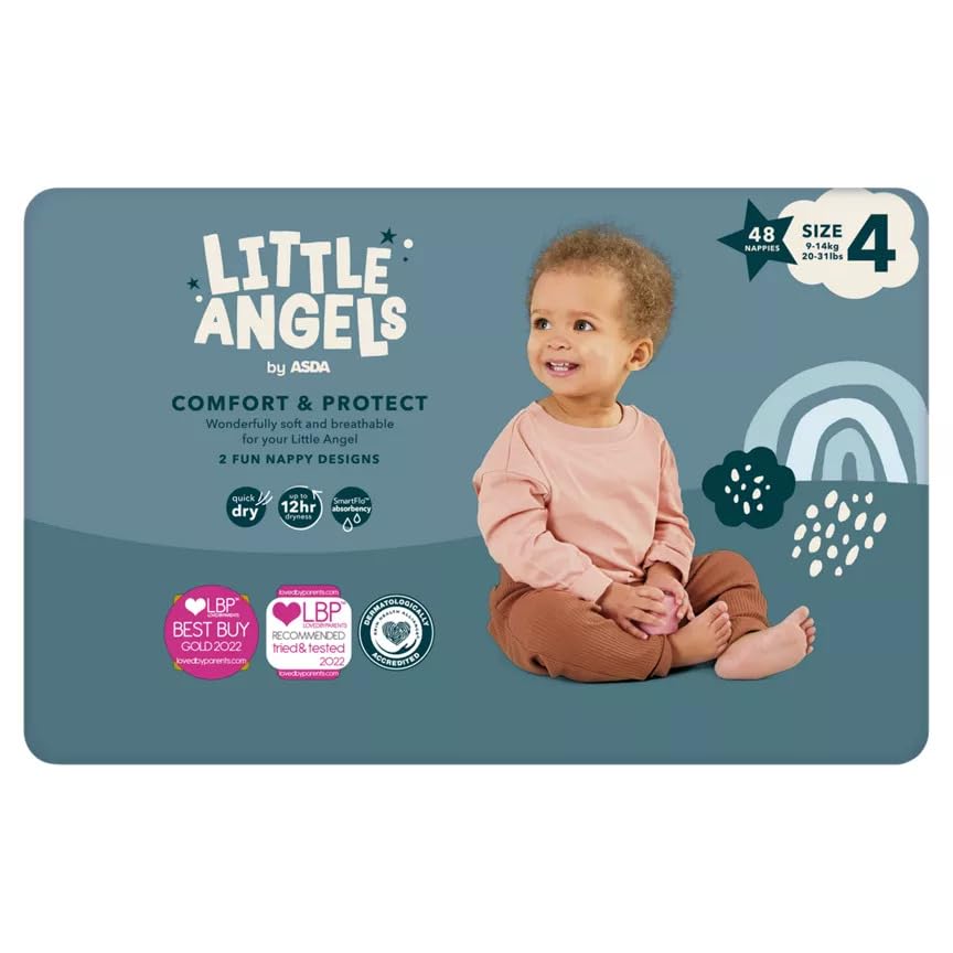 Little Angels Size 4 Nappies 48 Pack + 60 Fragrance Free Baby Wipes