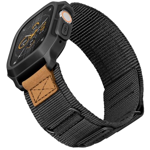Bracelet Apple Watch 49mm Ultra antichoc, protège iWatch des rayures et chutes avec velcro noir