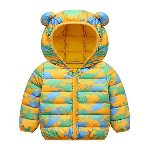 Toddler Down Snowsuit Winter Girls Coat Baby Outerwear Jacket Boys Hooded Print Bear Ear Cartoon Boys Coat&jacket (Green, 3-4 Years) Cover