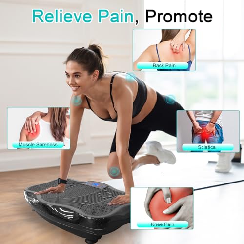 Plataforma vibratoria para ejercicio de 330 lb, equipo para entrenamiento en casa y viaje para pérdida de peso, tonificación y bienestar, 120 niveles de velocidad y 5 programas preestablecidos, color negro miniatura 3
