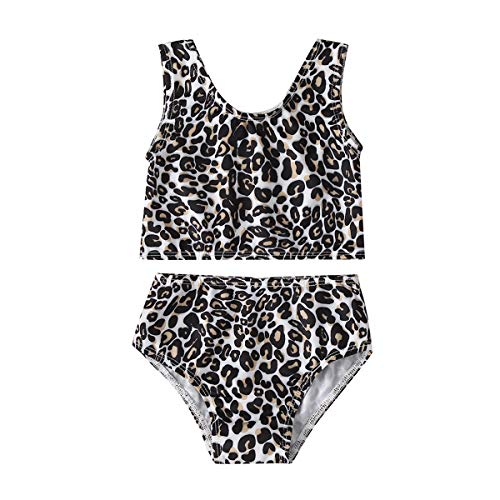 WANGSAURA Mädchen Bustier Bikini Set Baby Badebekleidungsset Leopard Mode Schwimmen Badeanzüge (12-18 Monate, Leopard) Cover