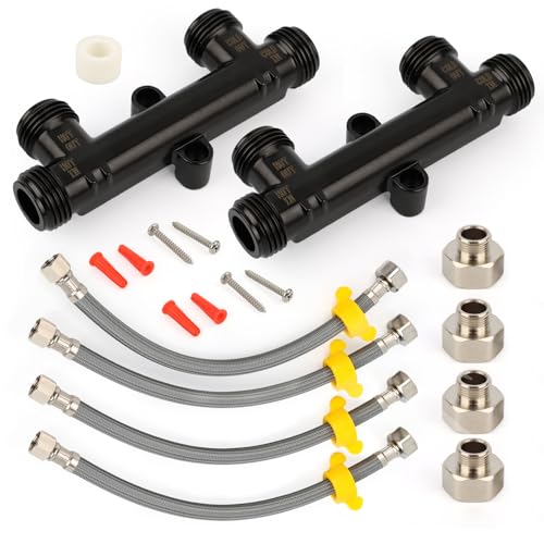 Upgraded black-coated brass sensor valve for hot water recirculating pumps.2-pack kit replaces 367010, 595926, 500800 & 500805. Includes 4×12" lines, 4×1/2" FTP x 3/8" MPT fittings, and screws.