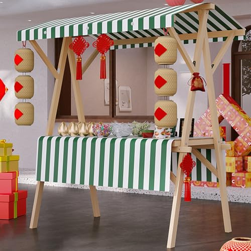 Expositor plegable de madera con ruedas bloqueables para eventos al aire libre y venta de alimentos