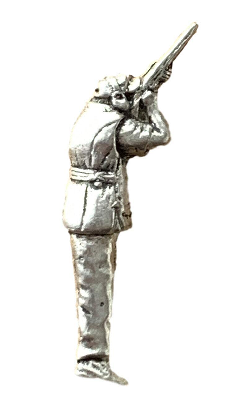 Emblems-Gifts Clay Pigeon Shooter Handcrafted In Solid Pewter Lapel Pin Badge + 59mm Button Badge