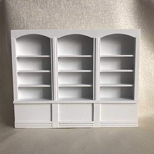 nwejron Display Cabinet 1:12 Bookcase Mini Furniture Model Toy Storage Organizer Miniature Dollhouse Dolls House Mini Furniture for Dollhouse(White)