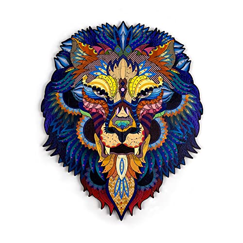 HOHAJIU Wooden Jigsaw Puzzle 100 Pieces Mysterious Lion Jigsaw Puzzles Game Toys for Adults and Kids, 6.8