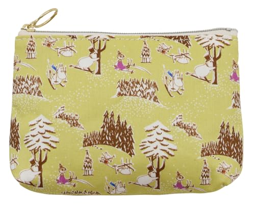 クォーターリポート (MOOMIN) ムーミン ベーシックポーチ ムーミン谷の雪あそび マスタード 約W15×H10.5×D4.5cm コスメ 化粧 トラベル レディース (ファスナー式)【日本製】