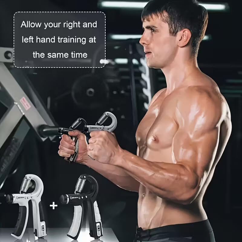 Image of Adjustable Hand Grip Strengthener with Counter (100kg) | Hand Gripper for Men & Women | Forearm, Finger & Wrist Exercise Equipment for Home Gym Workout (Black)