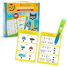 Educational Insights Hot Dots Pete The Cat Kindergarten Reading & Math Workbook - Kindergarten Workbooks with Interactive Pen, Homeschool Learning Books, Build Early Reading & Math Skills, Ages 5+