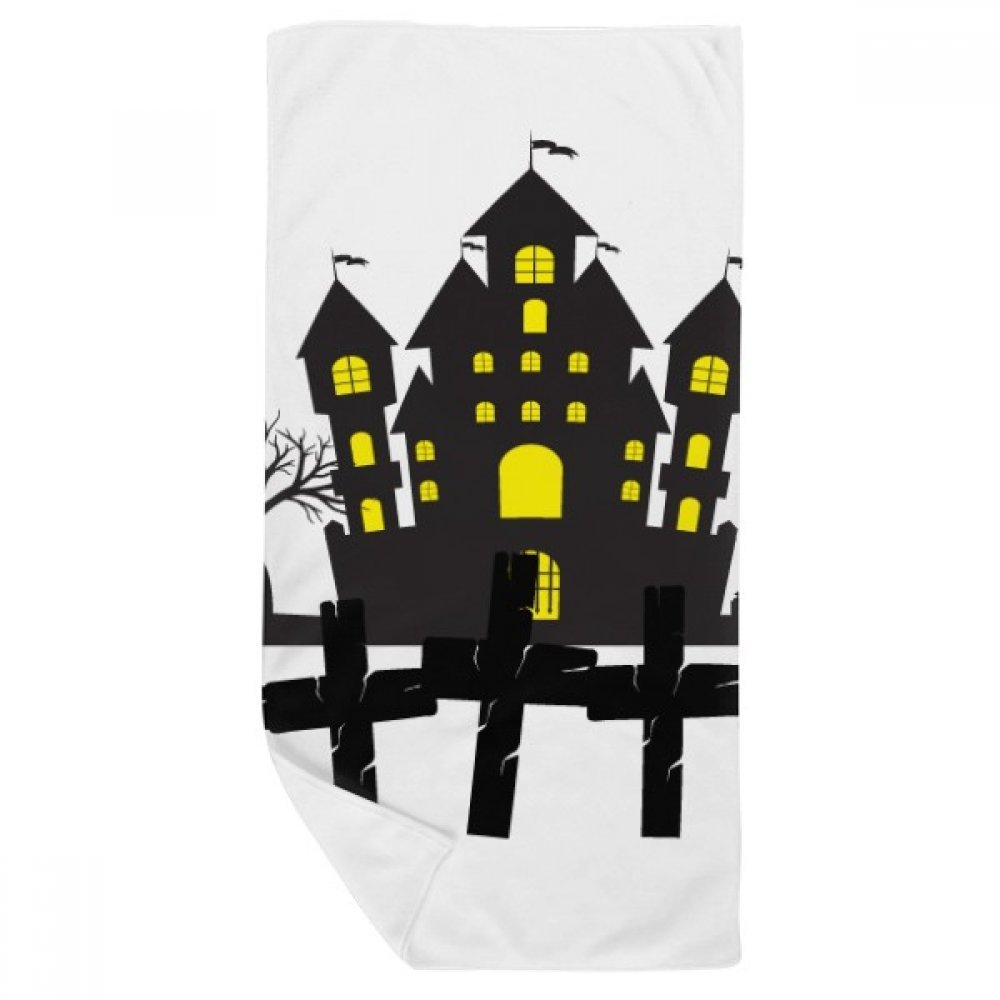 Serviette de bain Halloween en textile doux 35x70cm imprimé château haute définition