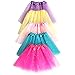 Elesa Miracle 5pc Girls Layered Sequins Ballet Tutu Skirt with 5pc Matching Mini Butterfly Hair Clips Kids Tutu Princess Ballet Dance Party Favor Skirt