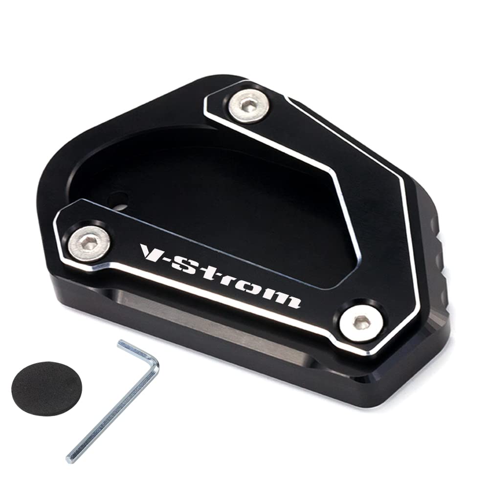 Modeer Per Suzuki V-Strom 650 650XT DL650 2004-2022 Moto CNC Supporto Piastra di estensione Cavalletto laterale Stand Pad vstrom 650 xt dl 650 vstrom650 accessorio (nero)