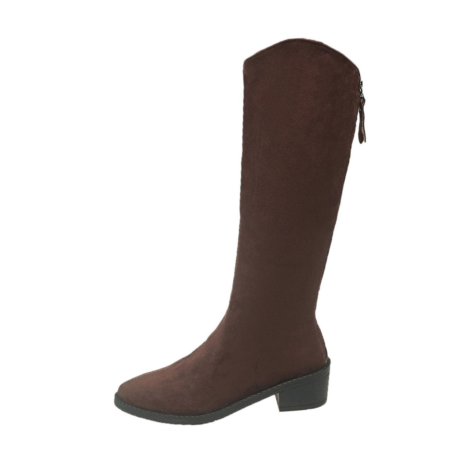 Fall Pointed Toe Boots for Women Fashion Knee High Low Heels Zipper Booties Hiking Party Dressy Shoes Footwear