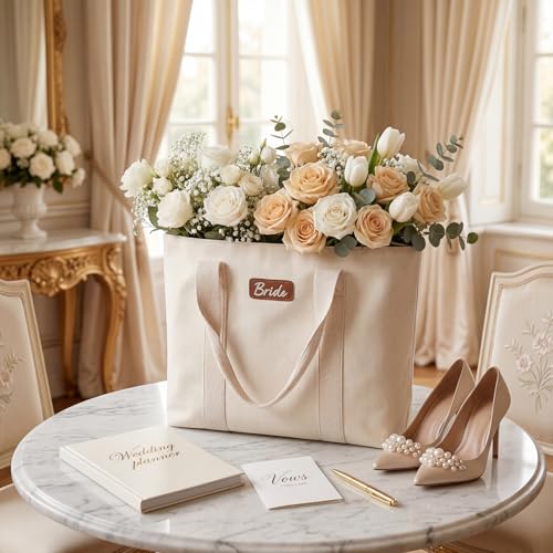 Image of AW BRIDAL Mrs Bride Canvas Tote Bag - Bridal Shower Gifts for Bride to Be