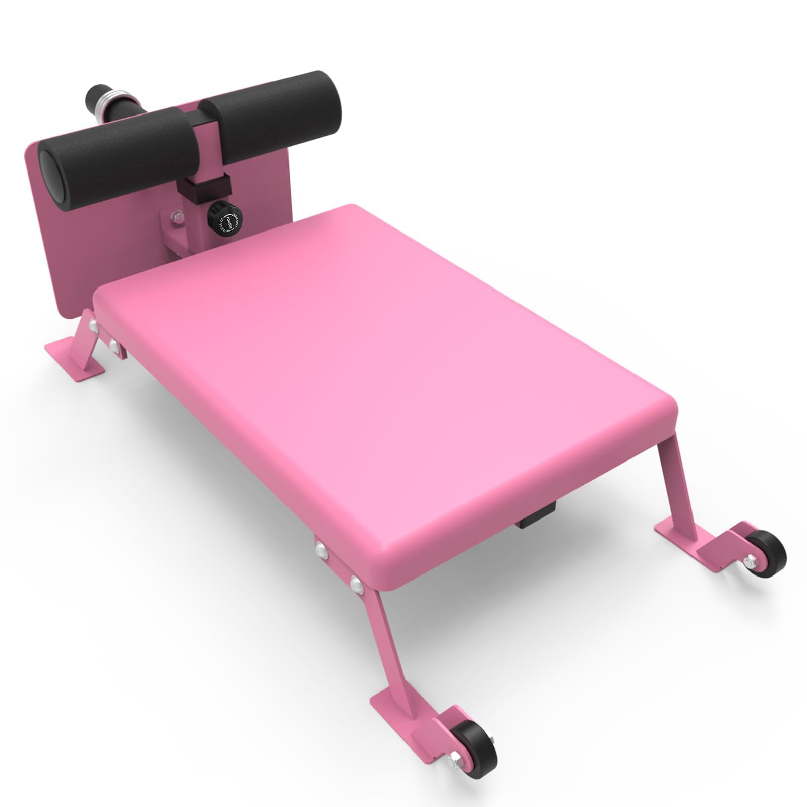 Banco de curl nórdico ajustable, Nordic Hamstring Trainer Heavy Duty, banco nórdico con marco de acero, ruedas y acolchado grueso, soporta hasta 204 kg, para discos de pesas de 25 mm y 50 mm, gimnasio
