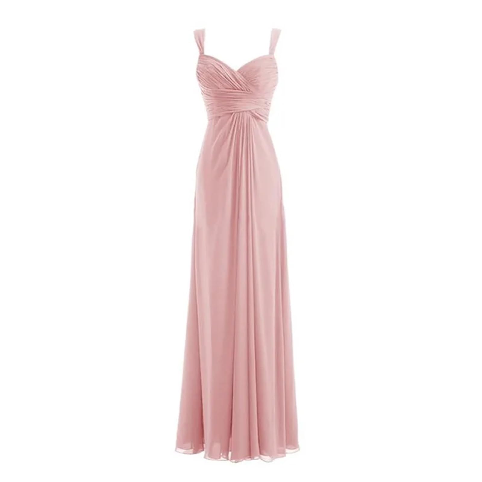 Vestido de dama de honor elegante de gasa con escote en forma de corazón, plisado, hombros descubiertos, for noche, boda, fiesta, formal, baile de graduación, con cordones en la espalda(Blush,22W)